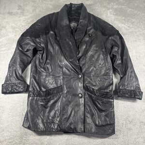 Wilsons The Leather Experts Black Leather Biker 2 Button Jacket Men's Size Small